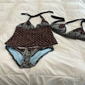 Athleta, 3 piece swim - tankini, bikini bottoms, bikini top, Medium, multi color